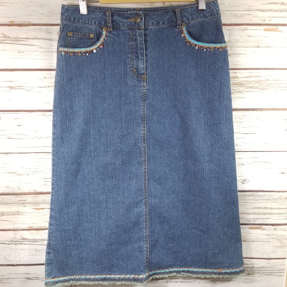 Ruby Rd Blue Jeans Skirt, size 8P
